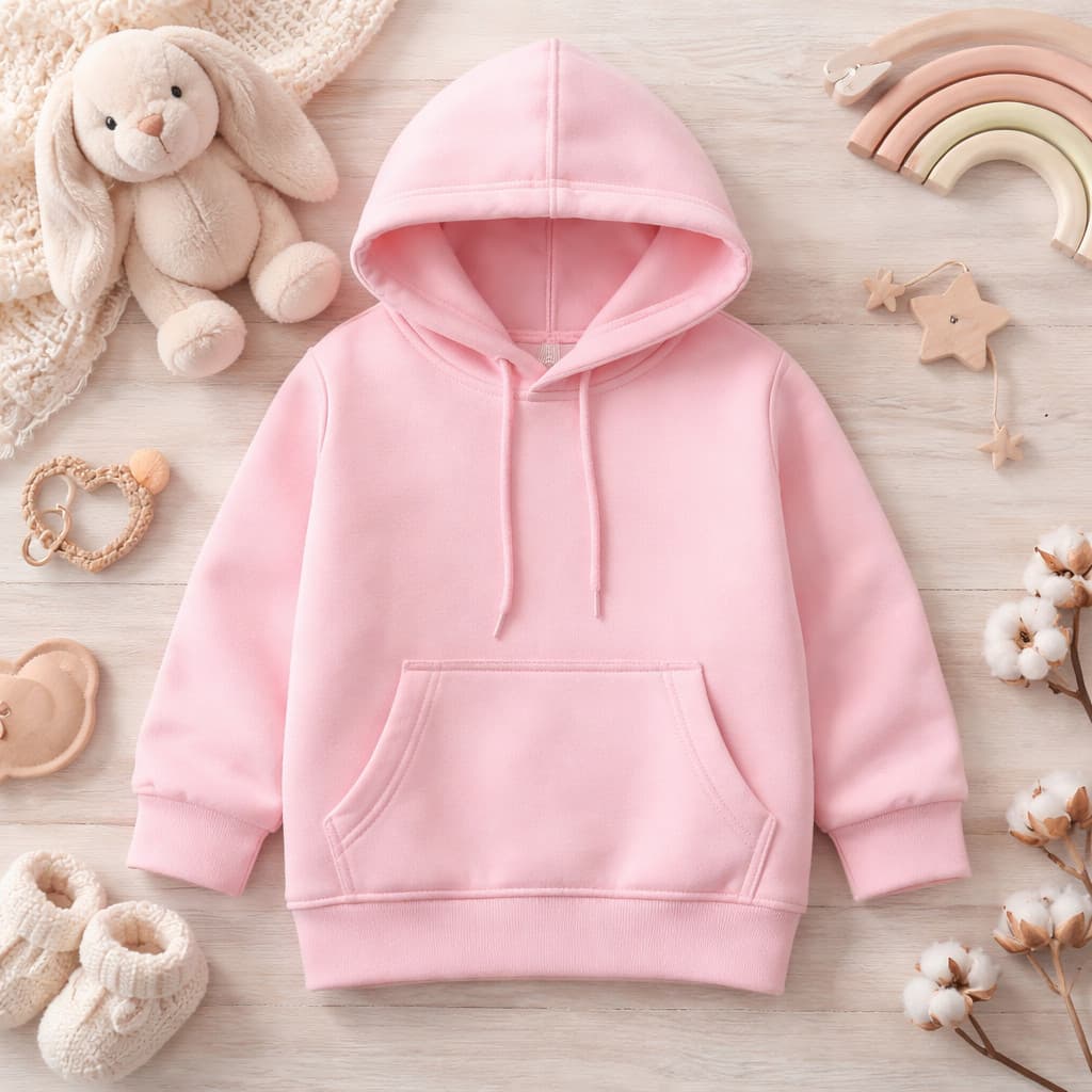 Moletom Blusa Infantil Flanelado Com Capuz e Bolso infanto Juvenil Rosa Bebe Menino e Menina Quentinho