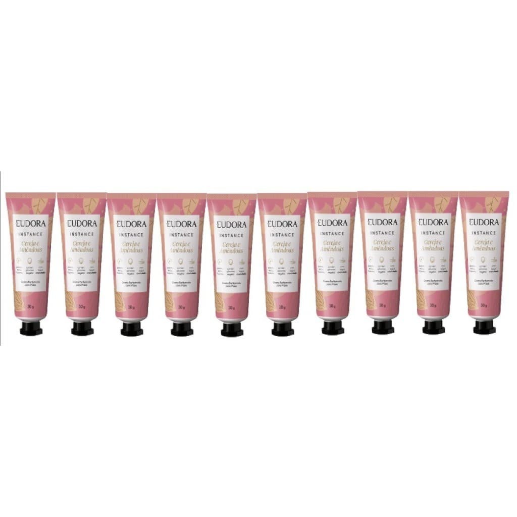 Combo 10 Cremes de Mãos Cereja e Amêndoas | Hidratação Intensa