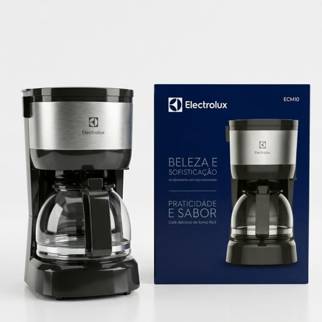 Cafeteira Elétrica Electrolux Ecm10 Jarra Vidro, Acabamento Inox Filtro Permanente Removível 110V