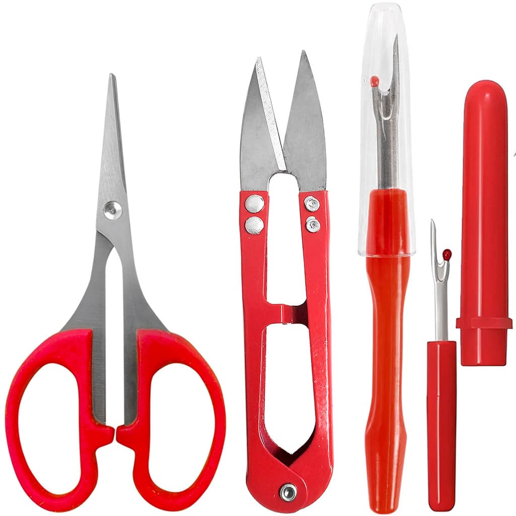 Kit Costura Abridor Casa Desmanchador Costura Tesouras Arremate Pic Tecelão Red