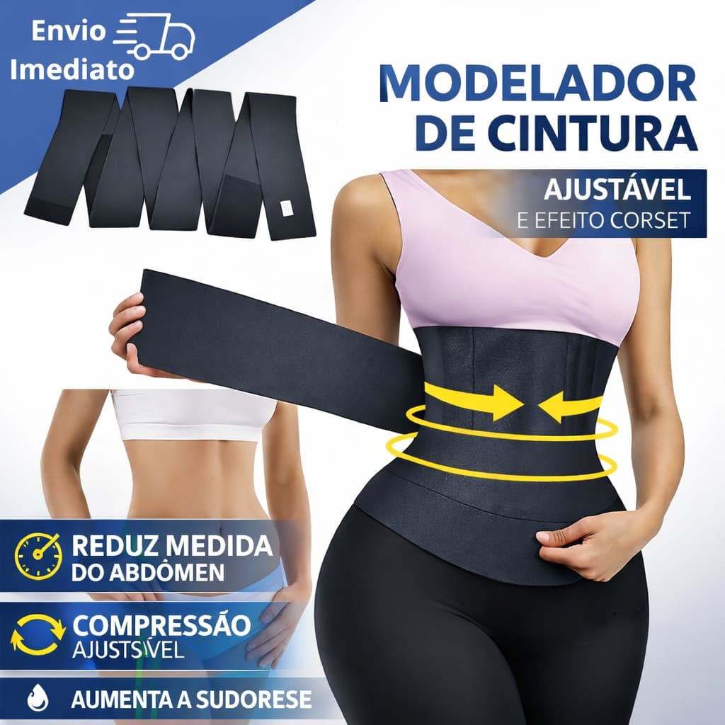 Cinta Modeladora Abdominal Ajustável Faixa Compressão Modelador de Cintura Fitness Envio Imediato