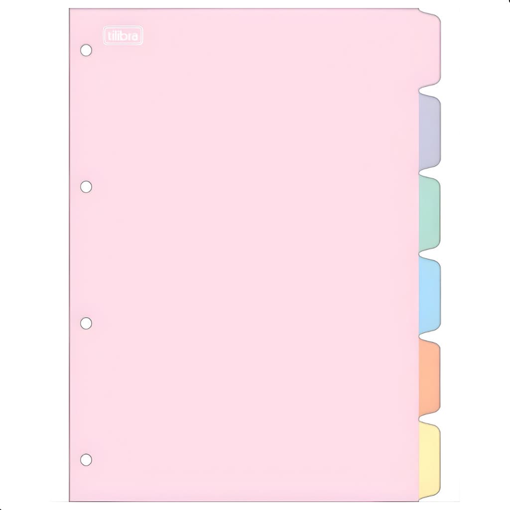 Kit 6 Divisórias Tilibra para Fichário e Caderno Argolado Separador de Matérias