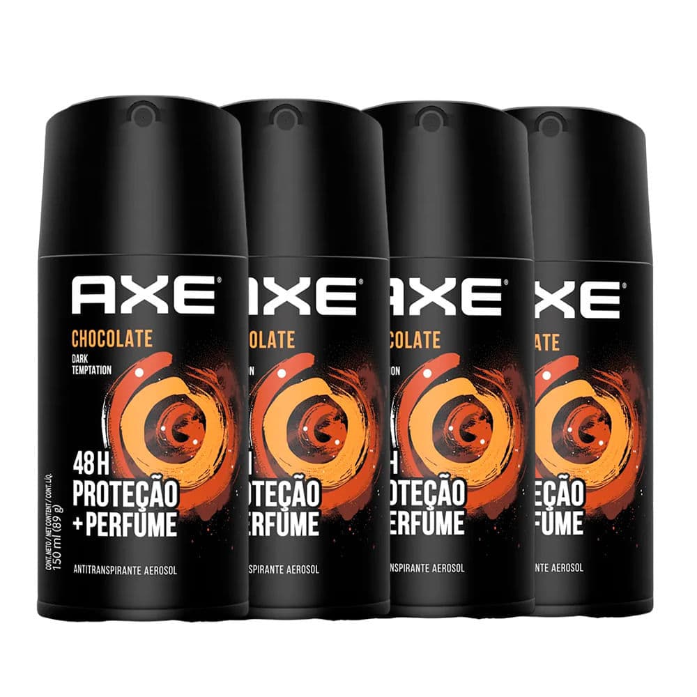 Kit Desodorante Antitranspirante Aerosol Axe Dark Temptation 90g - 4 Unidades