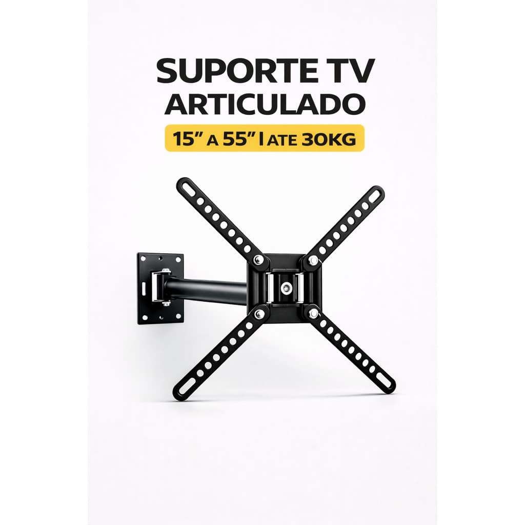 Suporte Articulado TV 15 a 55 Polegadas Universal Até 30kg Giro 180° VESA 400x400