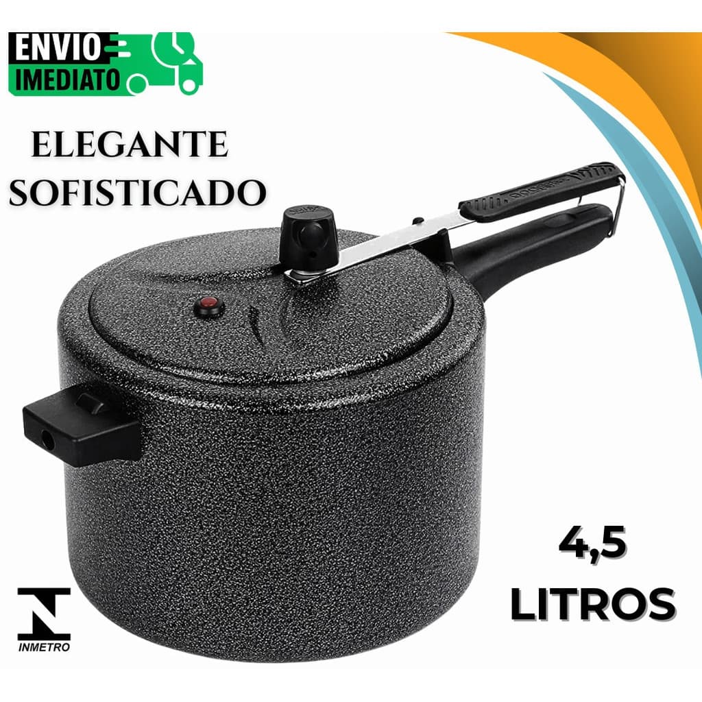 Panela de Pressão 4,5L Preto Crackeada ASJ + Envio Rápido