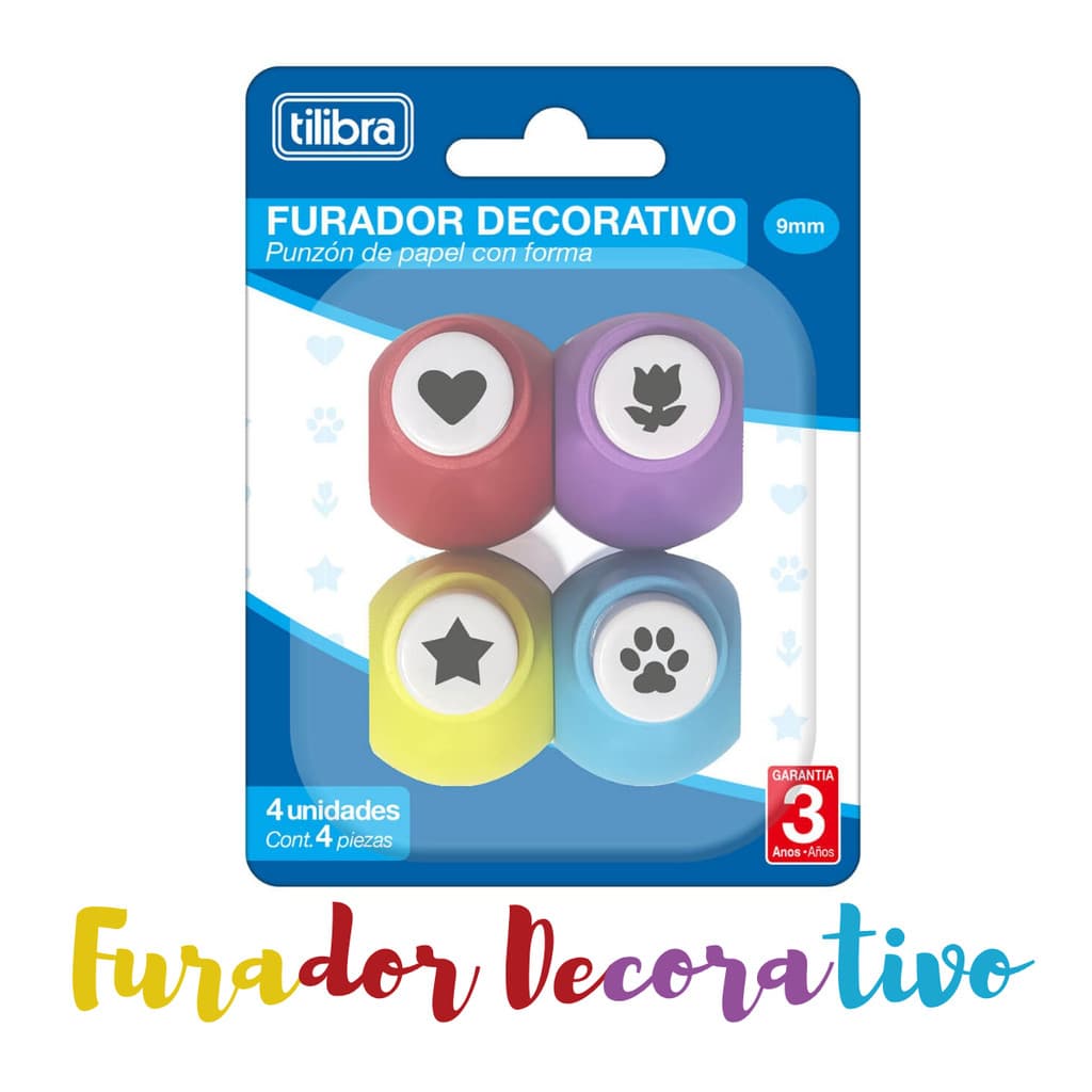 Furador Decorativo 4 Unidades de 9 mm Tilibra