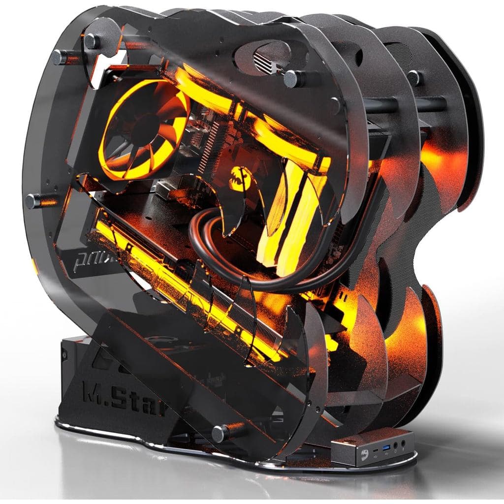 Gabinete Gamer MegaPC Atualizado, Estrutura Aberta, Mid-Tower, Micro-ATX/Mini-ITX, Painel Lateral de Vidro Temperado, Ve