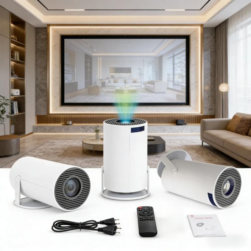 HY300PRO Mini projetor 9000 lumens HD 180 ° ajustado rotativo Multifuncional portátil Conexão wifi, Bluetooth