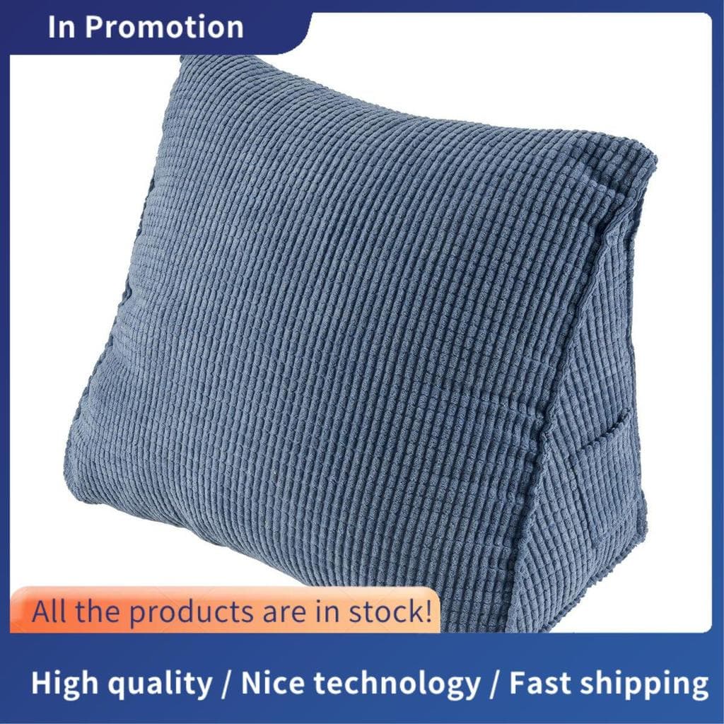 Almofada De Encosto De Leitura Cunha Volta Lombar Cama Cadeira Resto Travesseiro De Apoio (Azul)