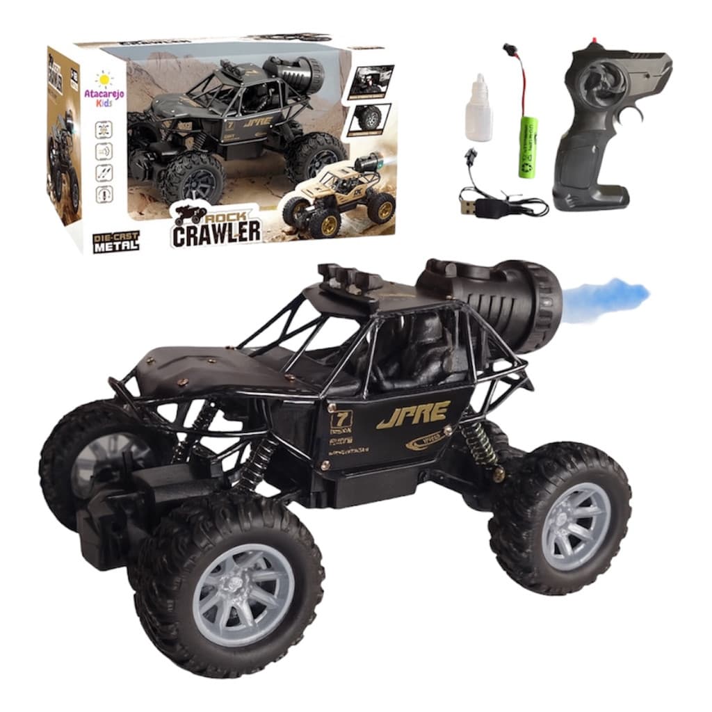 Carrinho Rock Crawler 4x4 Controle Remoto Solta Fumaça