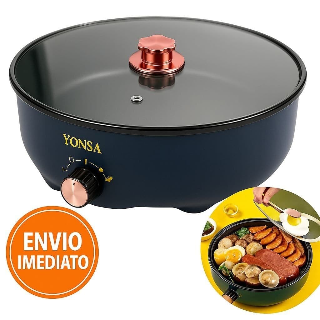 Panela Assadeira Elétrica Multifuncional Assa Frita Cozinha Antiaderente 26cm 600W 110v 1.9L