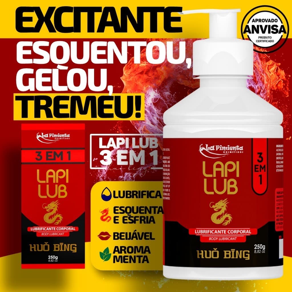 GEL LUBRIFICANTE EXCITANTE QUE GELA E ESQUENTA A PELE LAP LUB 3 EM 1 HUO BING SEX SHOP