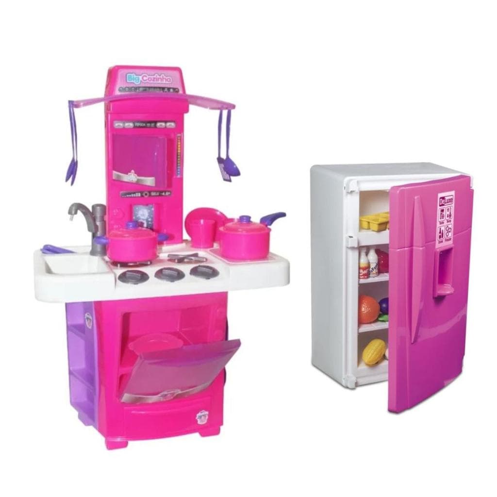 KIT BIG COZINHA INFANTIL  COMPLETA  SAI AGUA + GELADEIRA 35 CM