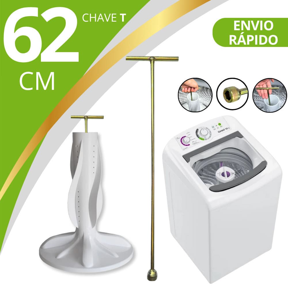 Chave T 10mm Longa 62cm para Maquina de Lavar Agitador Brastemp Electrolux