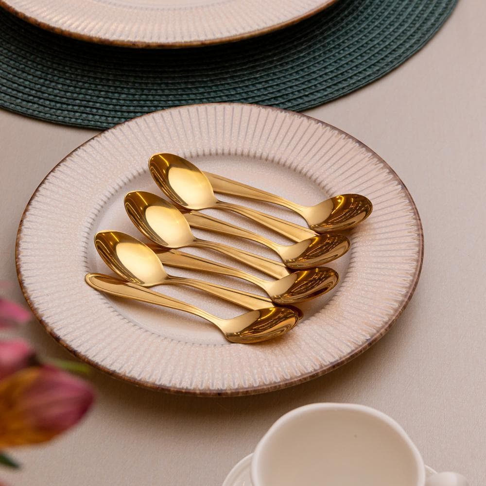 6 Colheres de Café Gastro Dourado Aço Inox Lyor