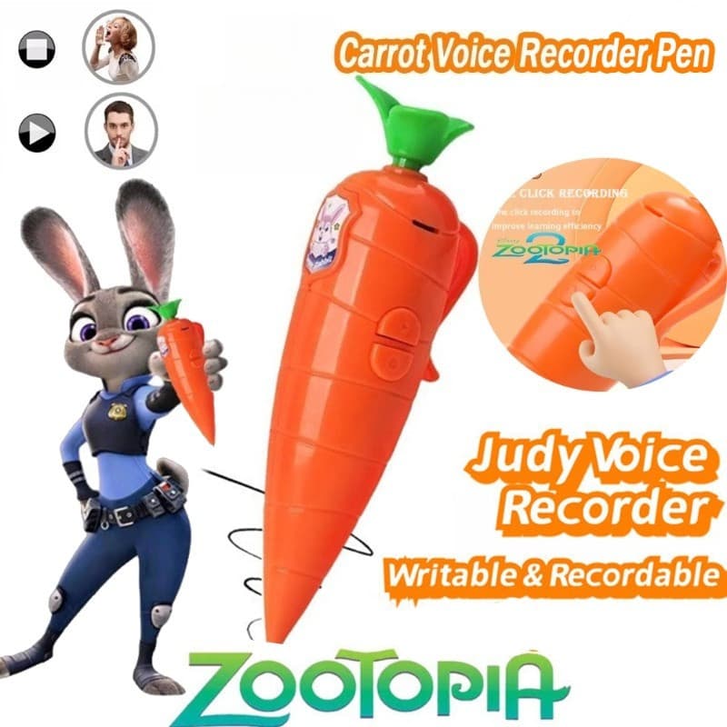 Caneta Gravadora De Voz De Cenoura , 60 Segundos , Zootopia , Brinquedo De Som Eletrônico , Pode Escrever Esferográfica 