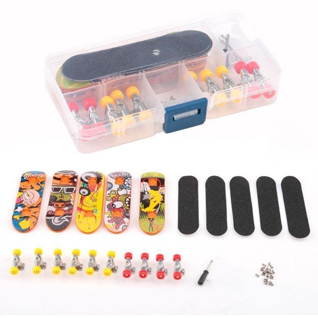 Kit Skate de Dedo skate,  lixas adesvias para montagem com chave e parafusos