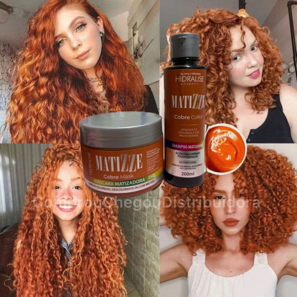 Kit Shampoo Tonalizante + Máscara Tonalizante Ruivo Pigmentador Brilho Cor Intensa Matizze S Amônia