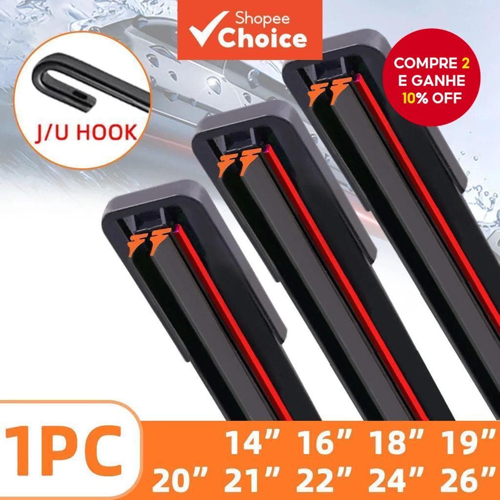  Universal Limpador em U/J-Shape | Faixa Dupla de Borracha | Limpador de Para-brisa Dianteiro | Substituição de Limpador