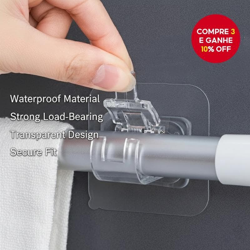 Suporte De Haste De Cortina Autoadesivo Ganchos Clipes De Parede Ajustáveis Para Decoração De Casa De Primavera