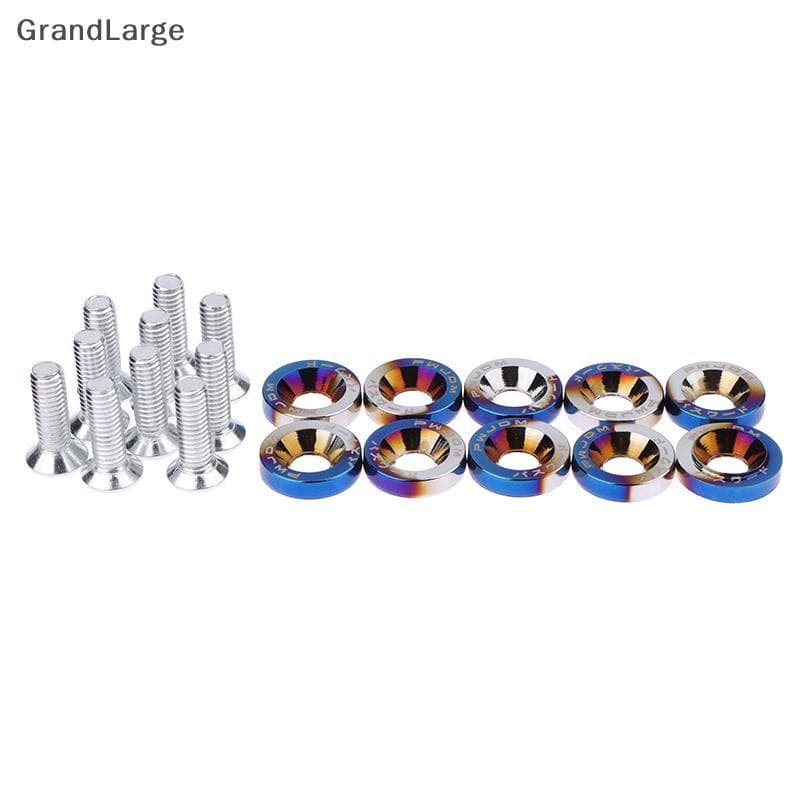 Fender [GrandLarge] 10 Peças Parafusos Universais De Porcas De Carro M6 Stiers Senha Arruela De Para-Choque De Placa De 