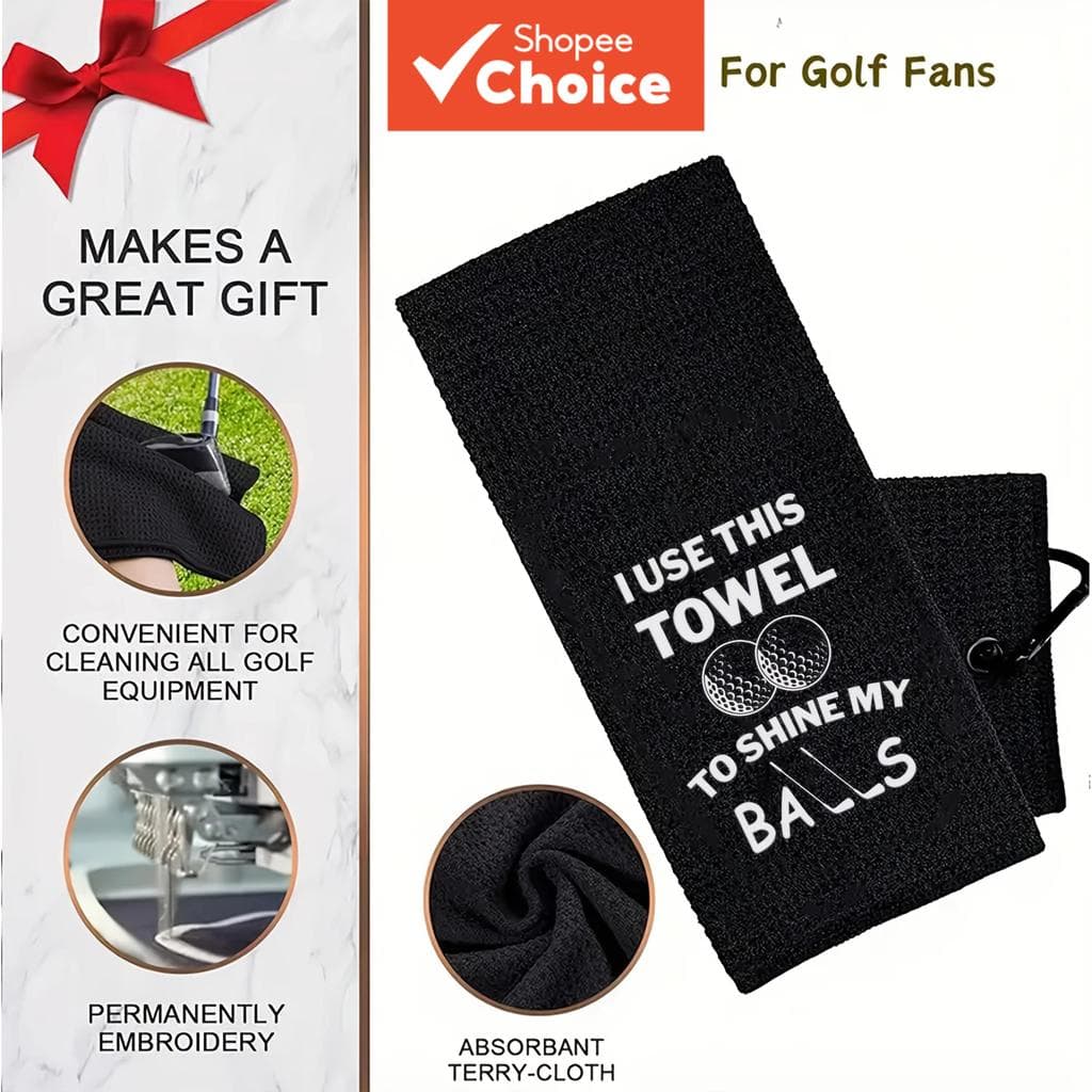 Toalha De Golfe Bordada | 3 Designs Microfibra Respirável E De Secagem Rápida , Adequada Para Acessórios De Bolsa