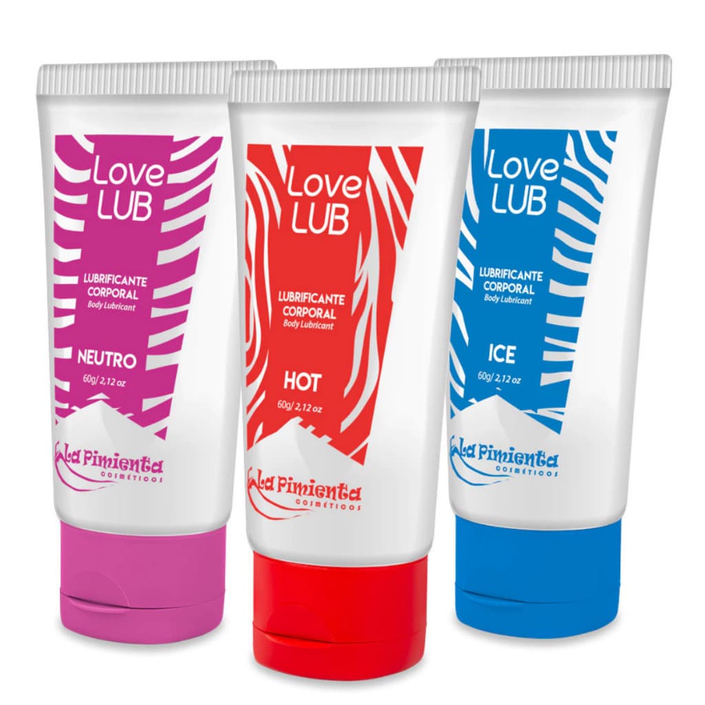 Kit 3x Love Lub Efeito Esquenta Gela e Desliza Gel Lubrificante 60g La Pimienta