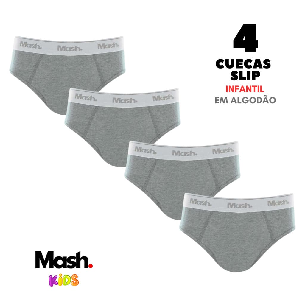 Kit 4 Cuecas Slip INFANTIL Mash Original em Algodão 015.20