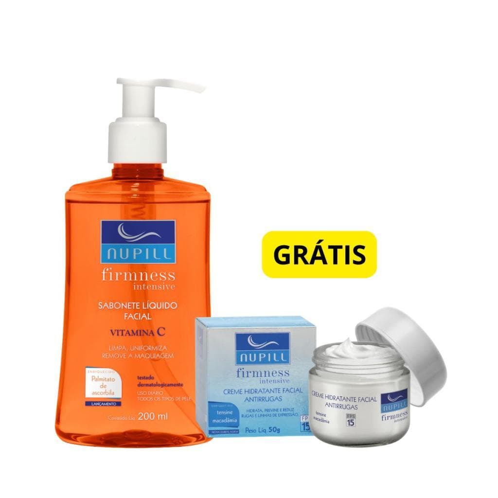 Kit Nupill Sabonete Facial Vitamina C 200Ml + Creme Antirrugas Fps 15 Tensine E Macadâmia 50G