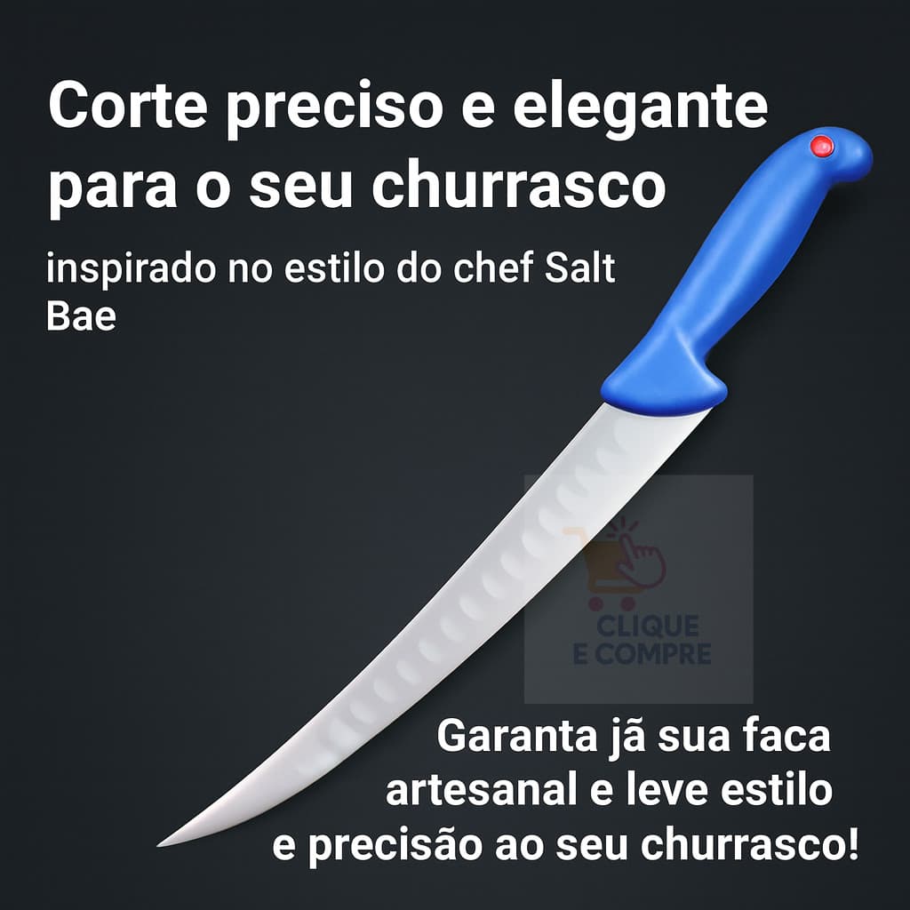 Faca de Churrasco Artesanal Inox Corte Preciso Estilo Chef Salt Bae Chef Faca Profissional