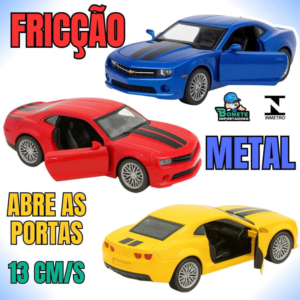 Camaro de Brinquedo Esportivo – Carrinho de Metal 13cm Fricção