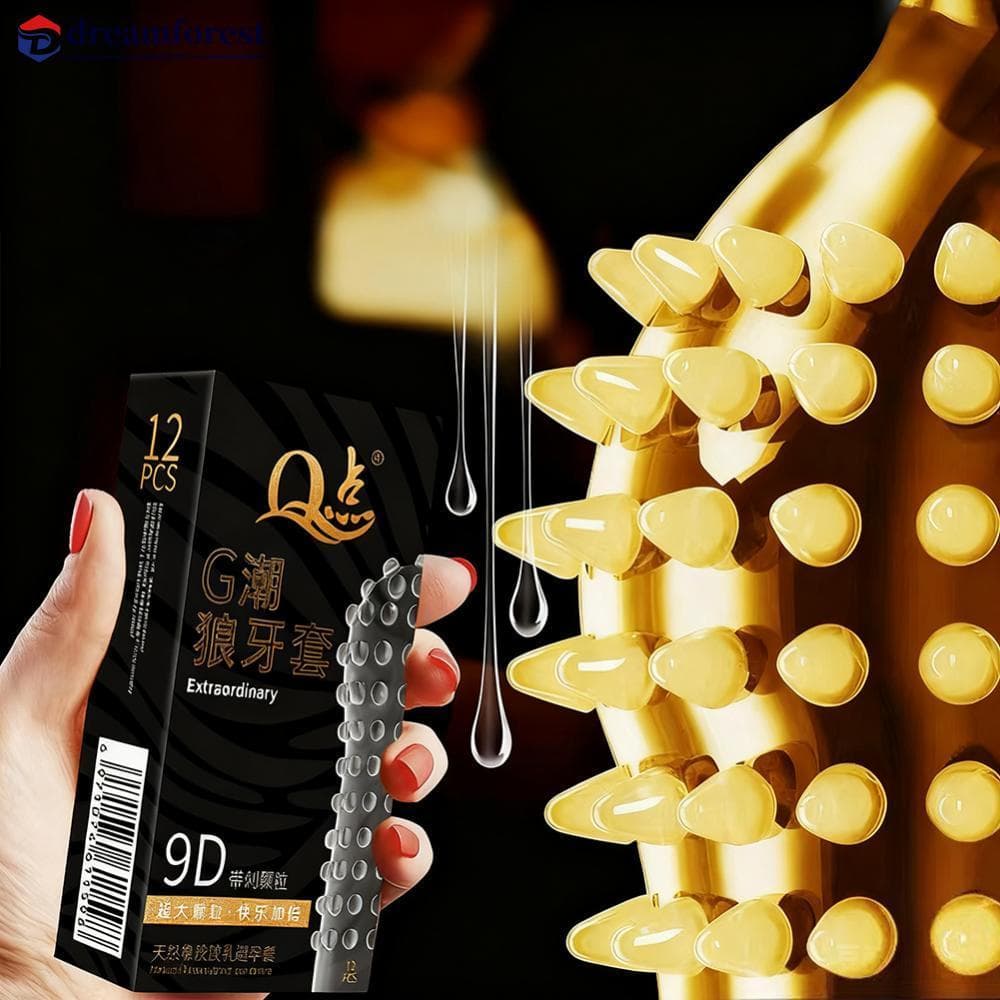 DREAMFOREST 10/12PCS Preservativos De Pontos Grandes Para Homens Retardam Látex Natural E9W2