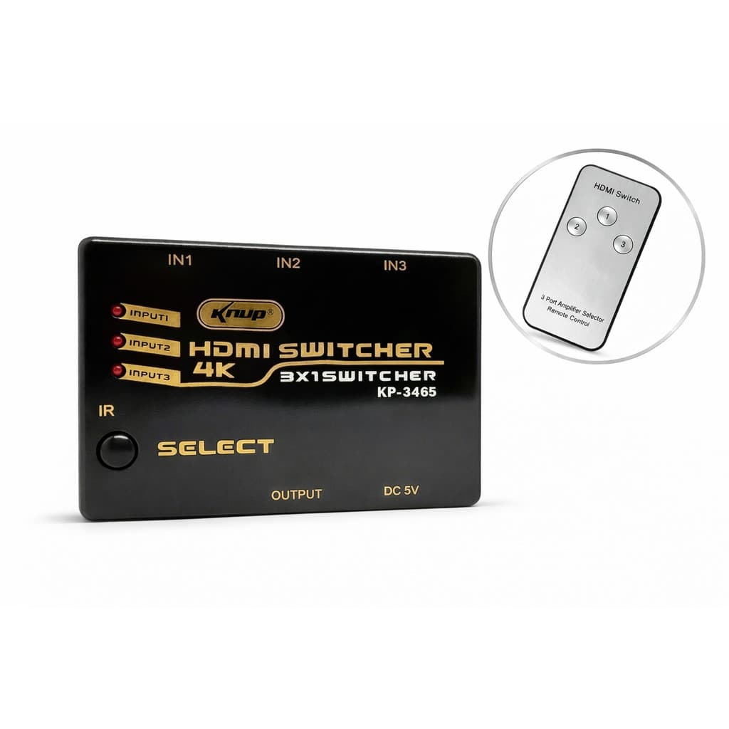 Switch HDMI 4K 3 Entradas 1 Saída com Controle Remoto