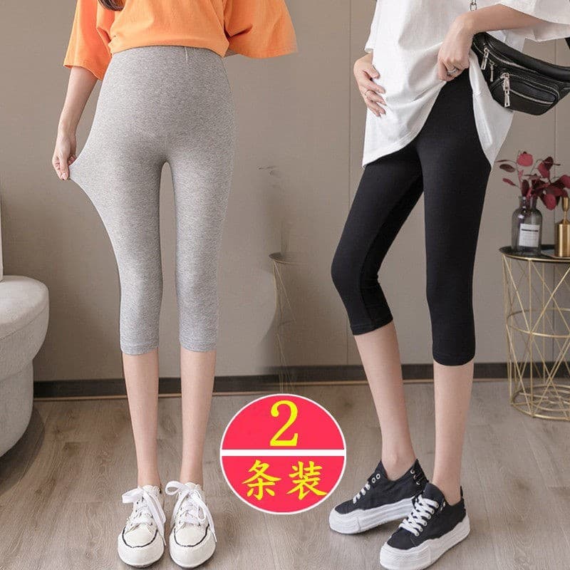 Liberação Mulheres grávidas Leggings verão estilo fino calças para mulheres grávidas desgaste exterior calças cortadas c