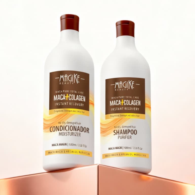 Kit Shampoo e Condicionador Macadamia  + Colágeno  1L – Limpeza e Hidratação Profunda Capilar