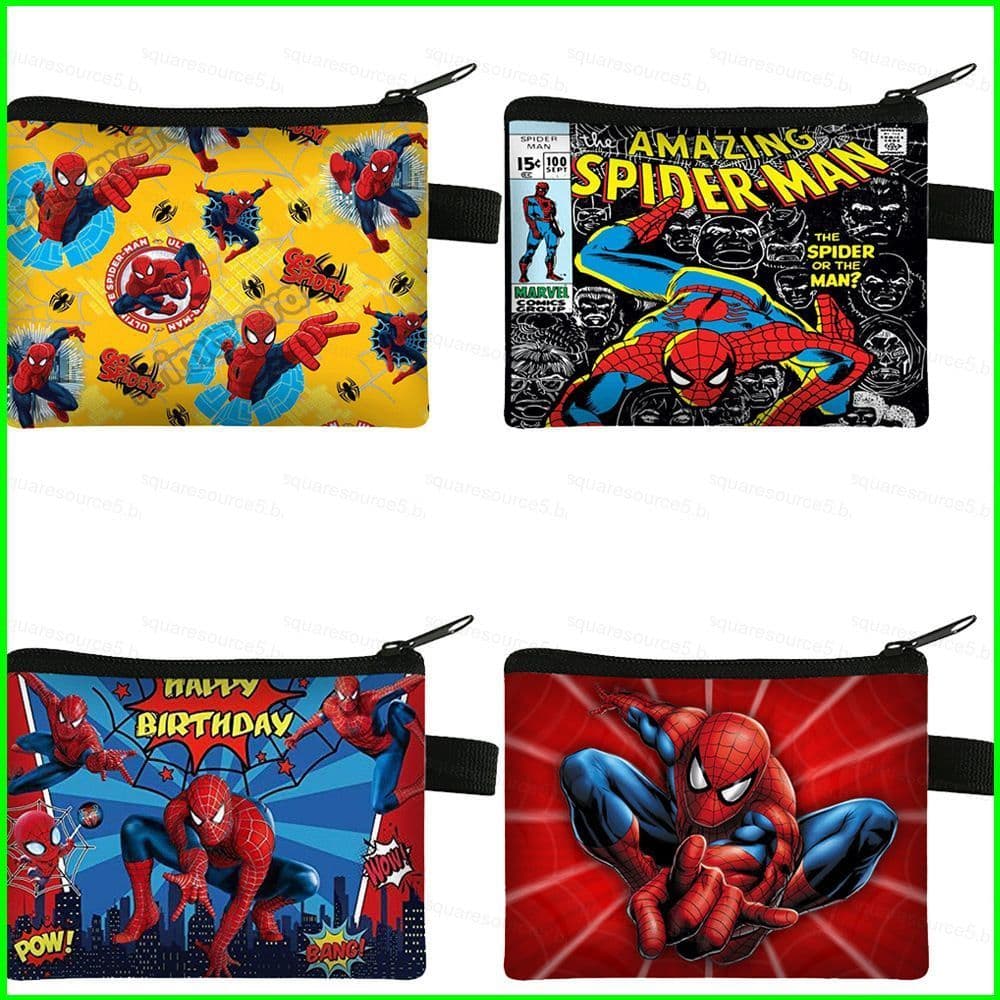 SQ5 Marvel Homem-Aranha Dos Desenhos Animados Crianças Bolsa De Moedas Carteira Chaveiro Zíper Dinheiro Moeda Saco