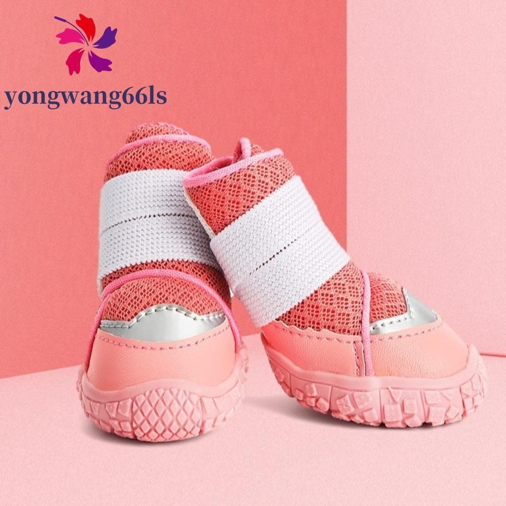 YONGWANG Conjunto de 4 botas para cães, sapatos de malha respirável e antiderrapante, à prova d'água, adequado para filh