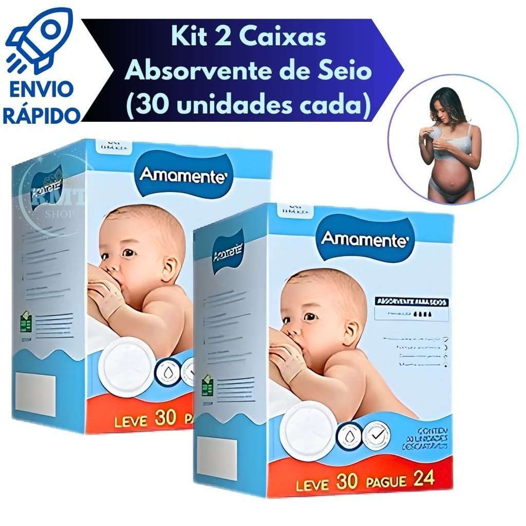 Kit 2 Absorventes Para Seios Amamente Semina 30 Unidades Cada Caixa