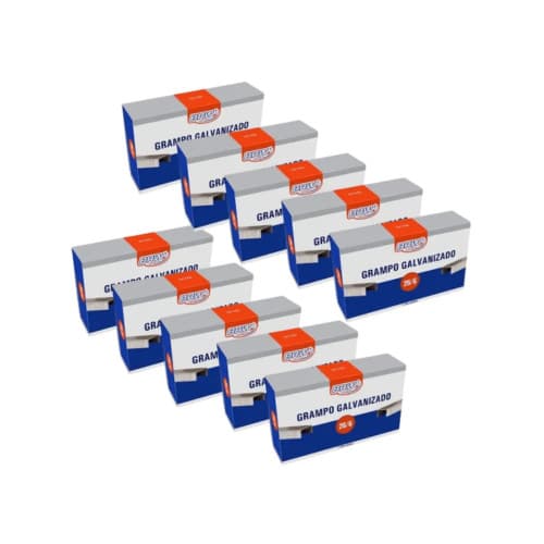 Kit com 10 caixas Grampo 26/6 Galvanizado 10.000 uni 