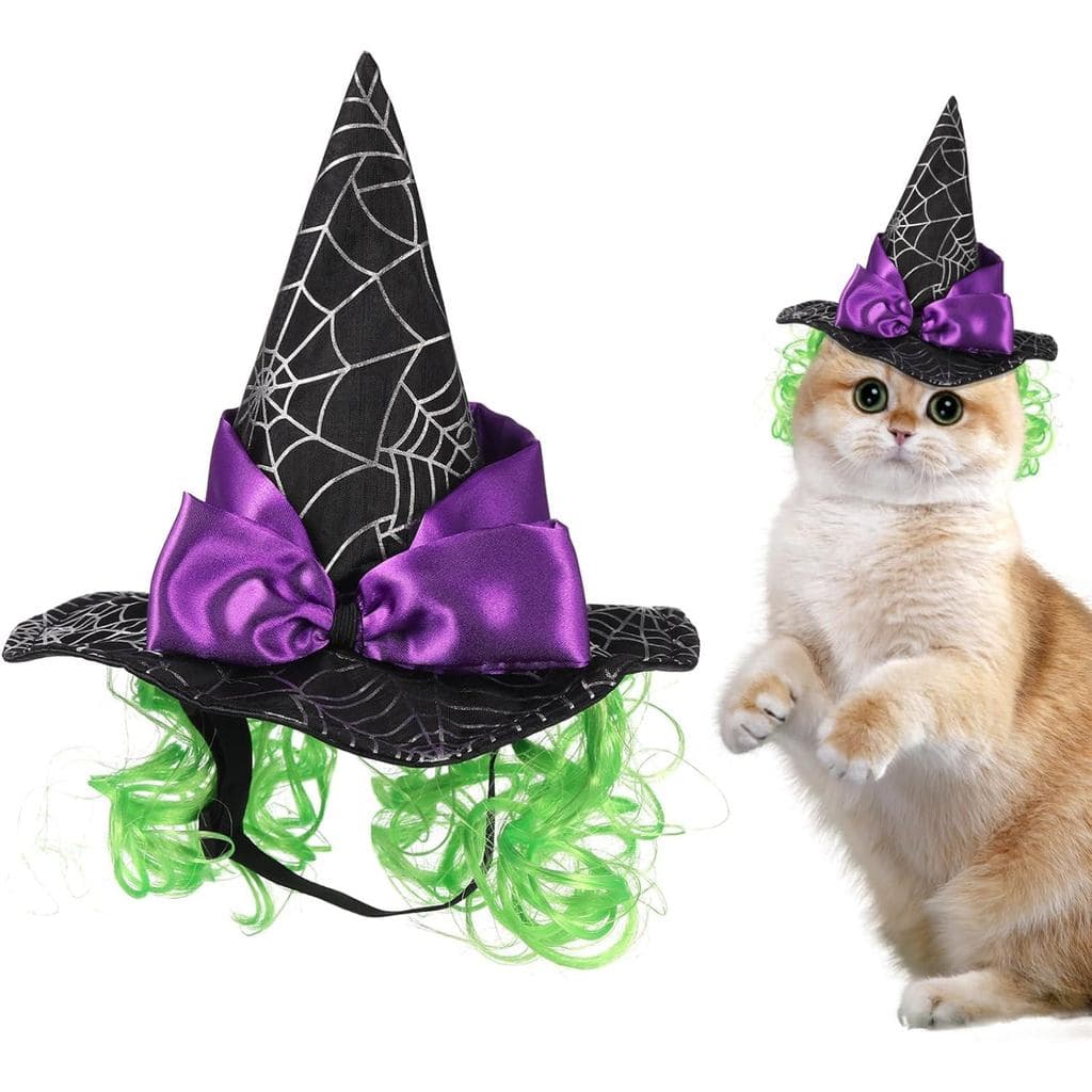 Chapéu de Bruxa de Halloween para Gato, Cachorro e Filhote, Poliéster Preto, 7,48 Polegadas, Decoração de Cosplay para F