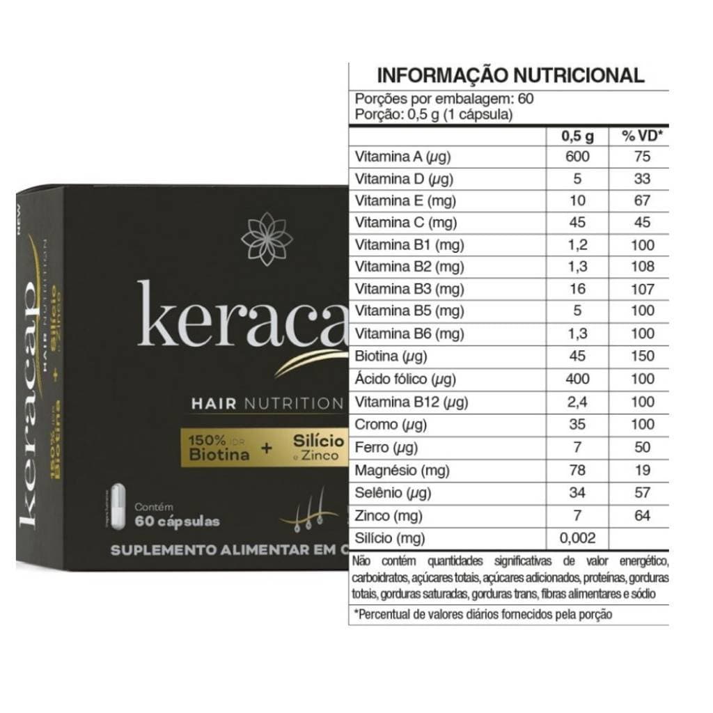 Keracap Hair Nutrition - Cabelo, Pele e Unhas - 60 Cápsulas 100% ORIGINAL