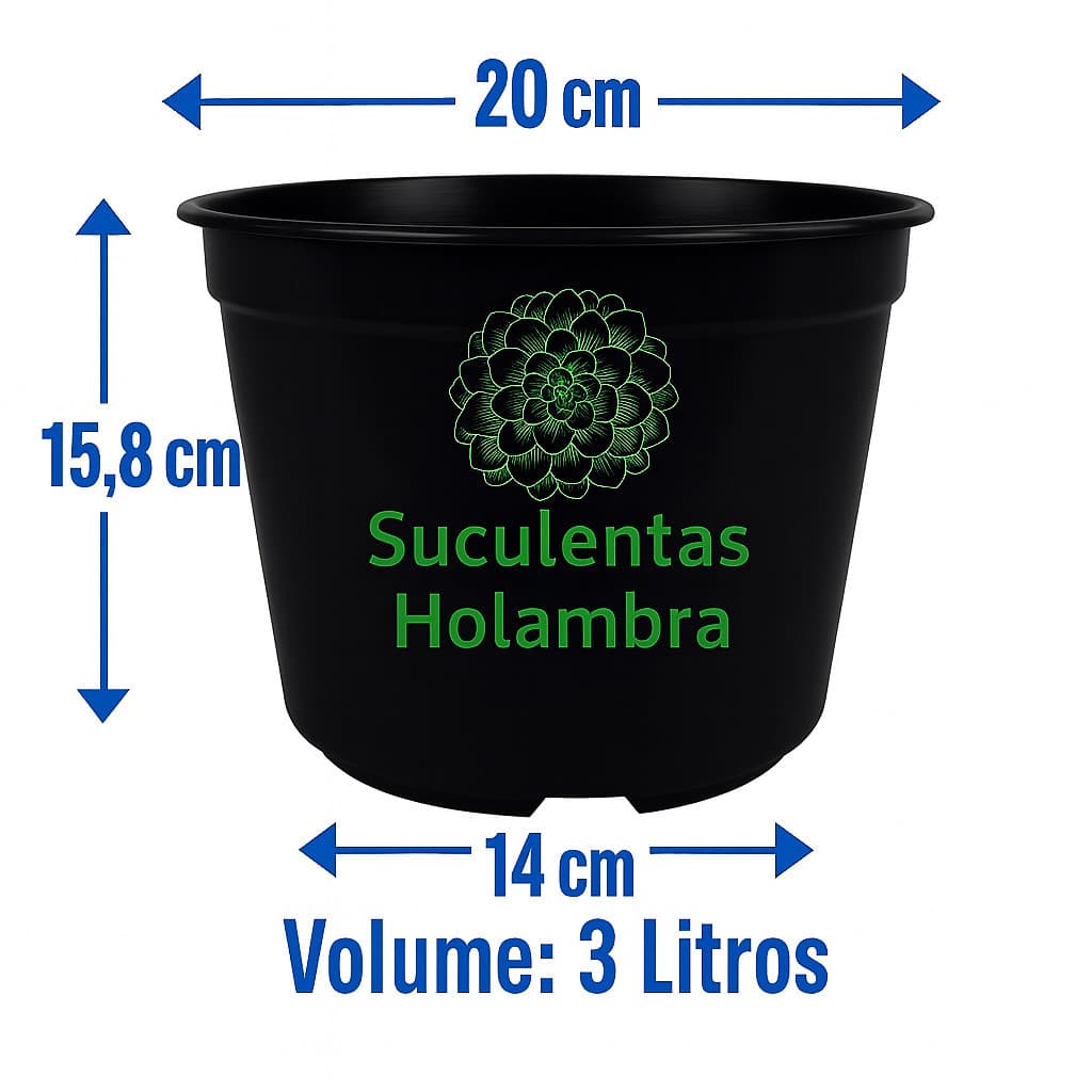 Kit 10 Vasos Pote 20 De 3 Litros - REFORÇADO Cor Preta Para Plantas, Mudas e Suculentas