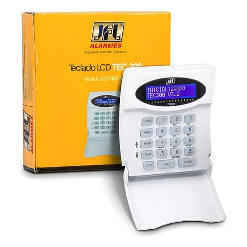 Teclado Lcd Com Fio Jfl Tec-300 Para Central De Alarme Jfl Branco