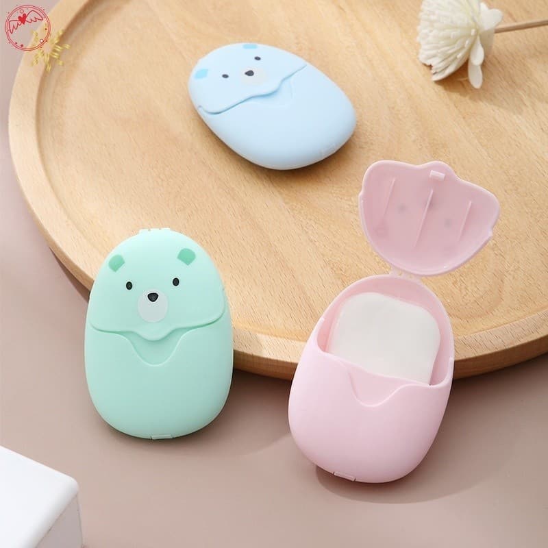 1 Case de 50 Pcs de papel sabão descartável portátil bonito em caixa de papel sabonete Mini fatia