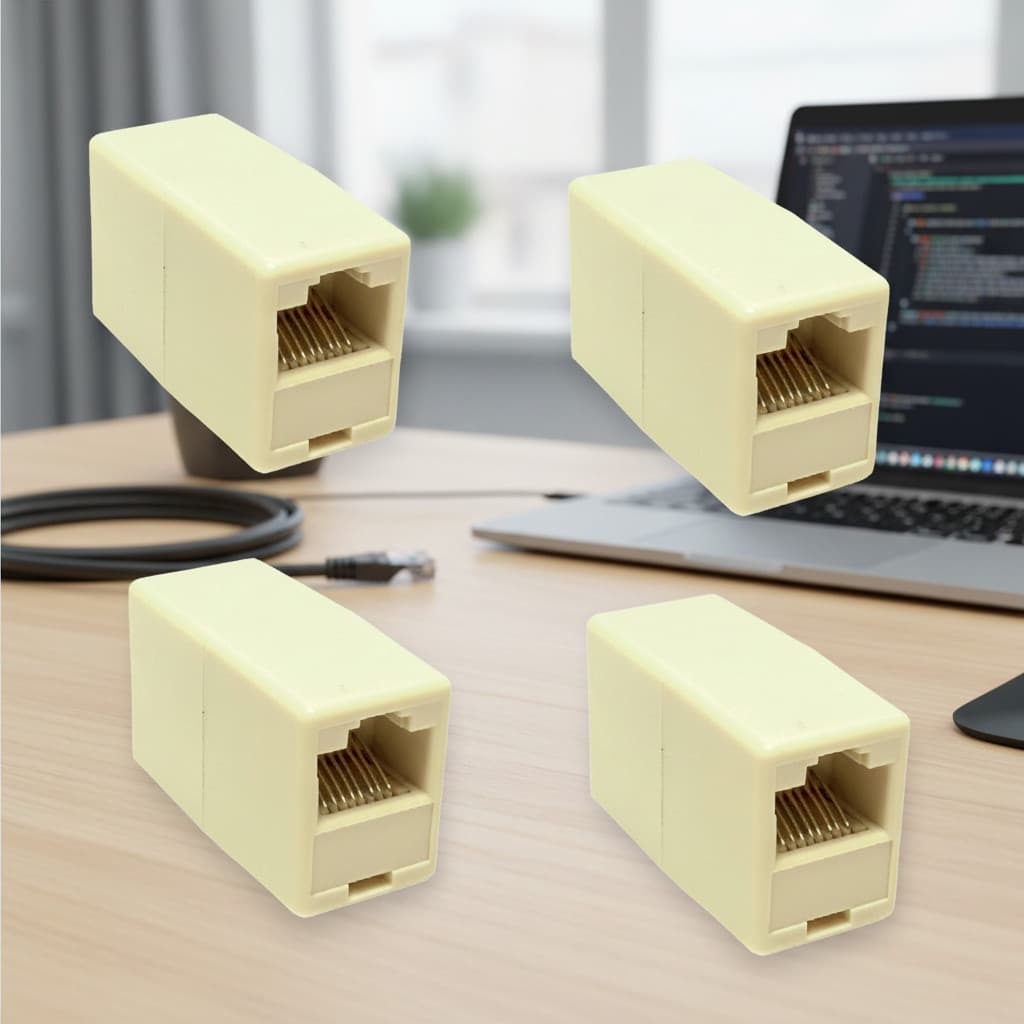 Kit 4 Adaptadores Emenda Rj45 Fêmea Para Cabo De Rede