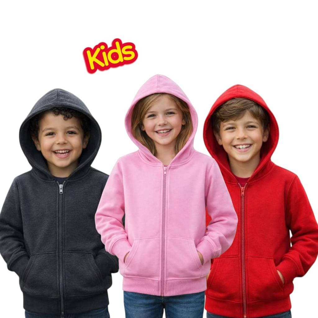 Jaqueta  - Moletom Flanelada Menino e Menina Capuz Zíper Infantil 1 ao 16