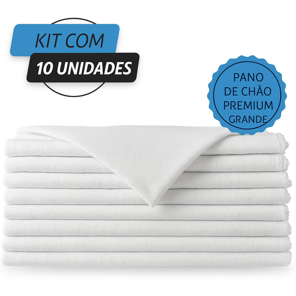 Kit 10 Panos de Chão Saco Duplo 100% Algodão Alvejado