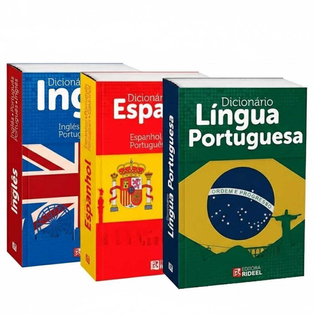 Kit Dicionários 3 Unidades Português Inglês Espanhol Escolar Pronta Entrega