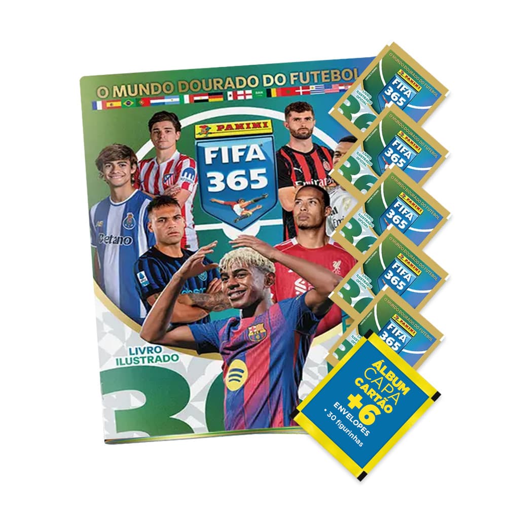 FIFA 365 2026 - Álbum Capa Cartão + 06 envelopes (30 Figurinhas) - Novo