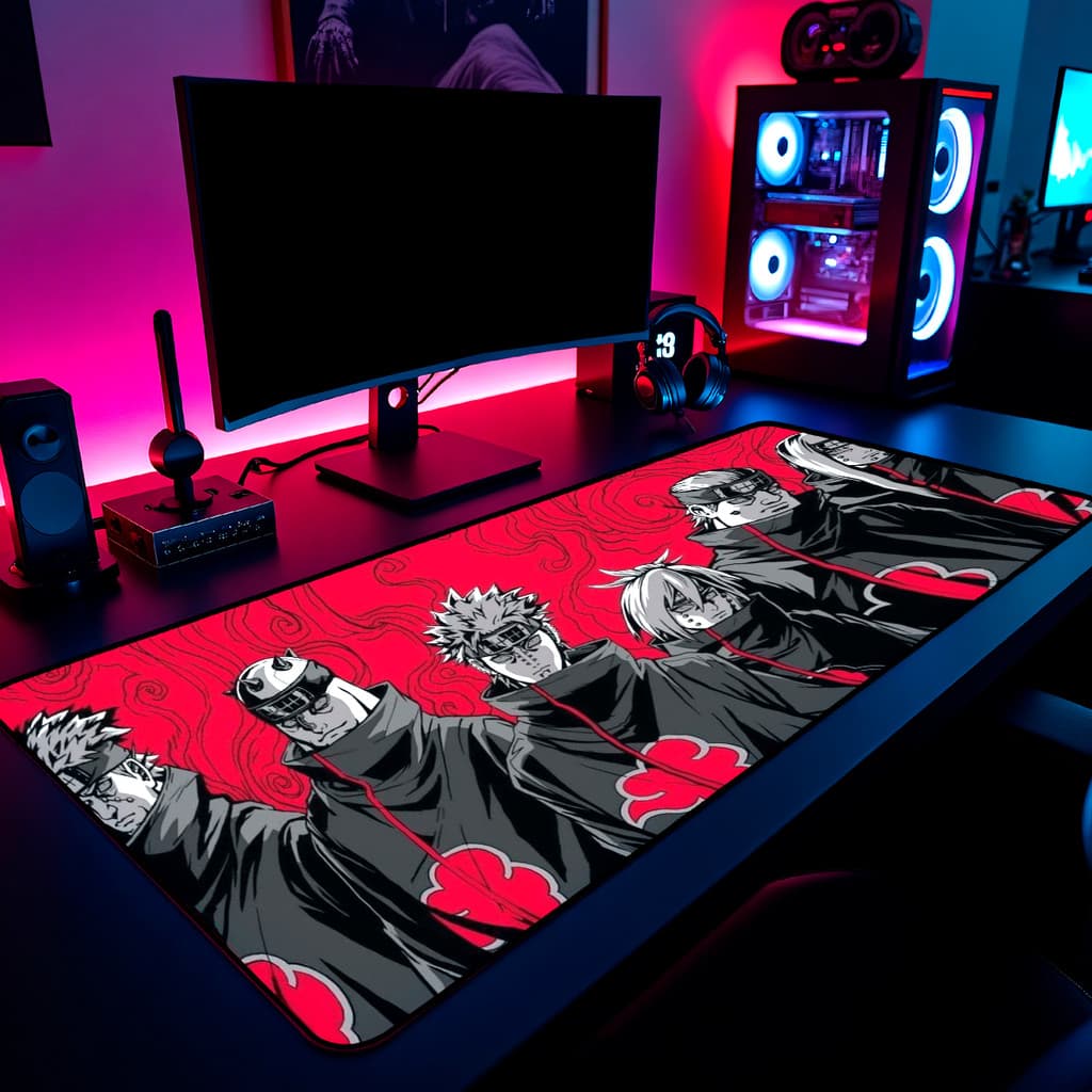 Mouse Pad Naruto Akatsuki Pain Itachi Gamer 65x30cm / 80x40cm / 90x50cm / 120x60cm Borda Costurada